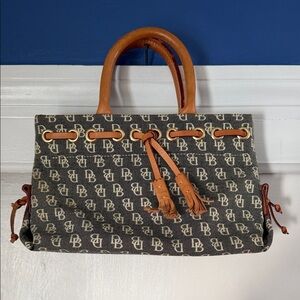 Dooney & Bourke Black and Tan Monogram Tote